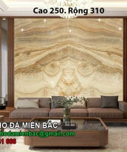Tranh đá onyx xuyên sáng màu vàng cao 250 rộng 310