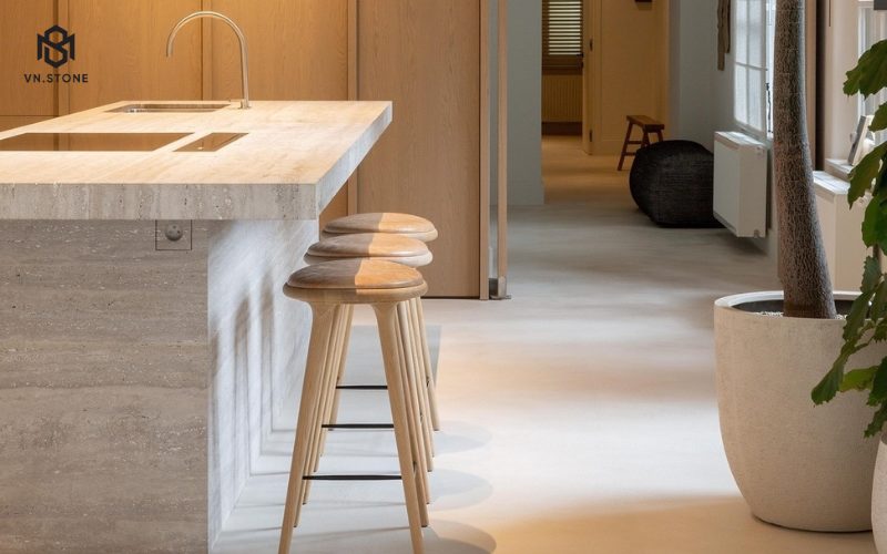 đá Travertine ốp bàn bếp