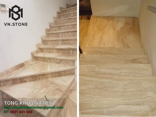 Đá cầu thang Marble kem vân sóng Daino Reale